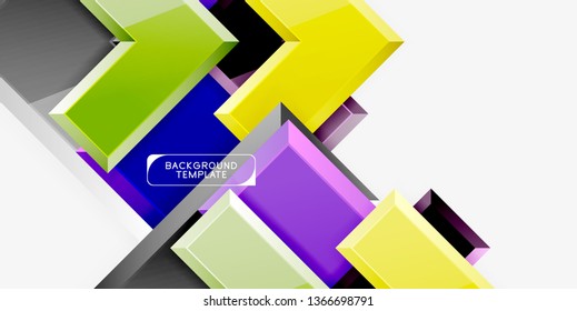 Fondo geométrico moderno brillante, composición de flechas abstractas. Vector