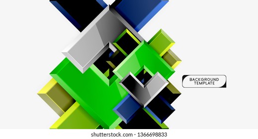 Glossy modern geometric background, abstract arrows composition. Vector