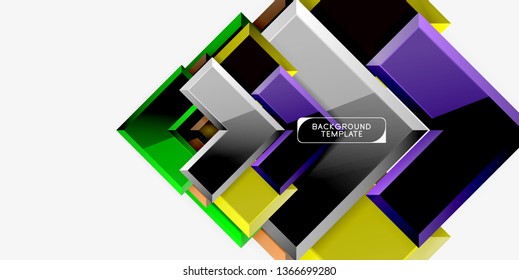Glossy modern geometric background, abstract arrows composition. Vector