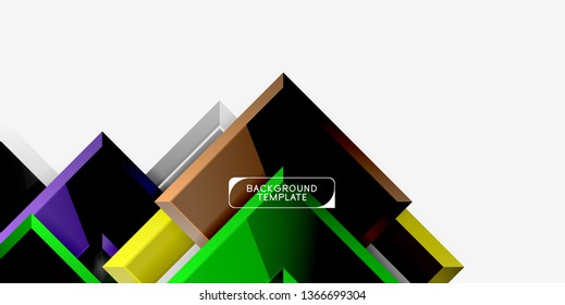 Glossy, zeitgenössischer geometrischer Hintergrund, abstrakte Pfeilzusammensetzung. Vektorgrafik