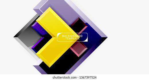 Glossy modern geometric background, abstract arrows composition. Vector