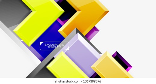 Glossy modern geometric background, abstract arrows composition. Vector