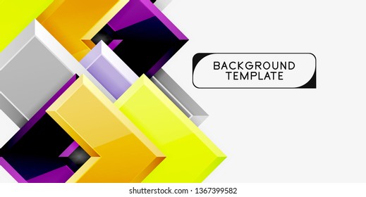 Glossy modern geometric background, abstract arrows composition. Vector