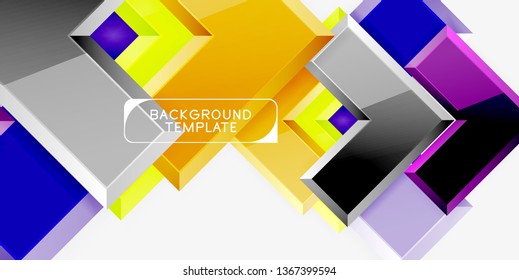 Glossy modern geometric background, abstract arrows composition. Vector