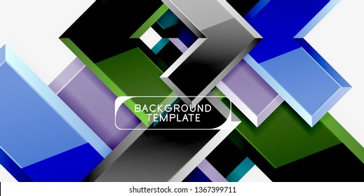 Glossy modern geometric background, abstract arrows composition. Vector