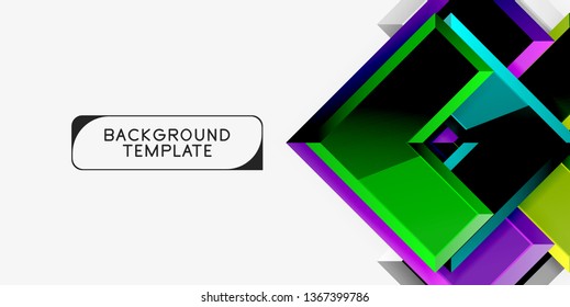 Glossy, zeitgenössischer geometrischer Hintergrund, abstrakte Pfeilzusammensetzung. Vektorgrafik