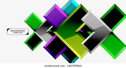 Glossy modern geometric background, abstract arrows composition. Vector