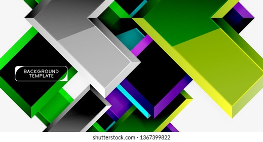 Fondo geométrico moderno brillante, composición de flechas abstractas. Vector