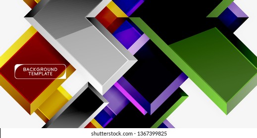 Glossy modern geometric background, abstract arrows composition. Vector