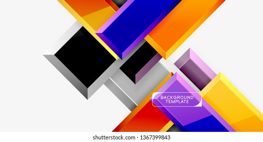 Glossy modern geometric background, abstract arrows composition. Vector
