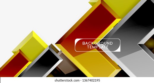 Glossy modern geometric background, abstract arrows composition. Vector