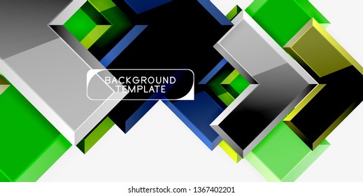 Glossy modern geometric background, abstract arrows composition. Vector