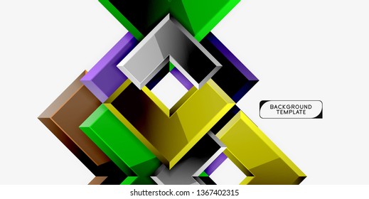 Glossy modern geometric background, abstract arrows composition. Vector