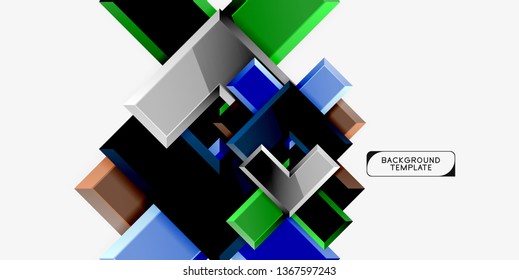 Glossy modern geometric background, abstract arrows composition. Vector