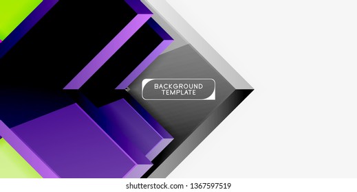 Glossy modern geometric background, abstract arrows composition. Vector