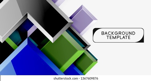 Glossy modern geometric background, abstract arrows composition. Vector
