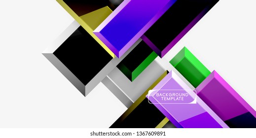 Glossy modern geometric background, abstract arrows composition. Vector