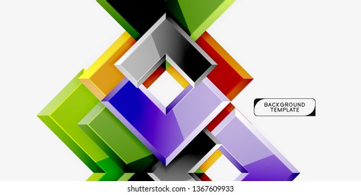 Glossy modern geometric background, abstract arrows composition. Vector