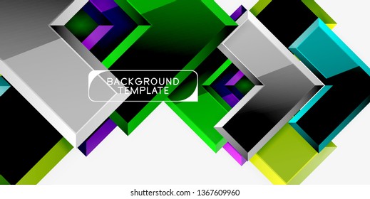 Glossy modern geometric background, abstract arrows composition. Vector
