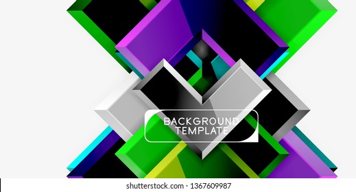 Glossy modern geometric background, abstract arrows composition. Vector
