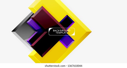 Glossy modern geometric background, abstract arrows composition. Vector