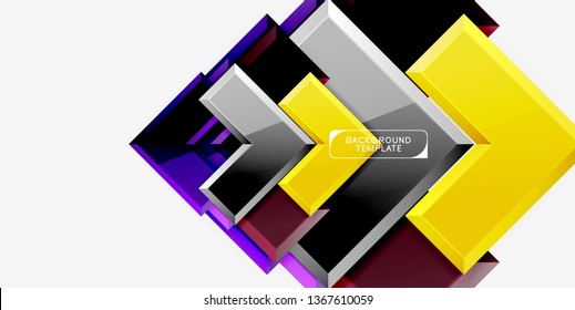 Fondo geométrico moderno brillante, composición de flechas abstractas. Vector