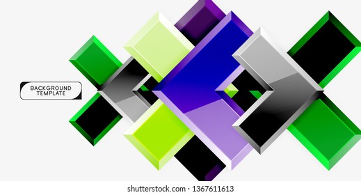 Glossy modern geometric background, abstract arrows composition. Vector