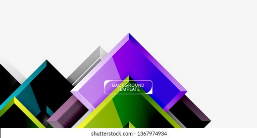 Glossy modern geometric background, abstract arrows composition. Vector