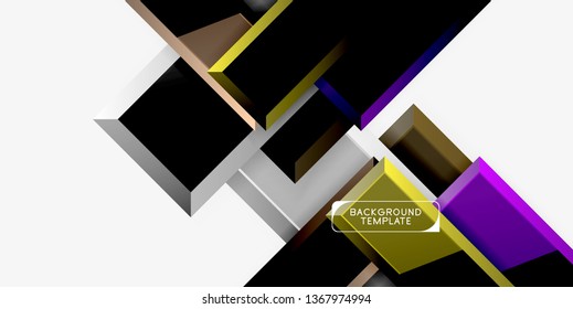 Glossy modern geometric background, abstract arrows composition. Vector