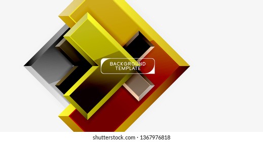 Glossy modern geometric background, abstract arrows composition. Vector