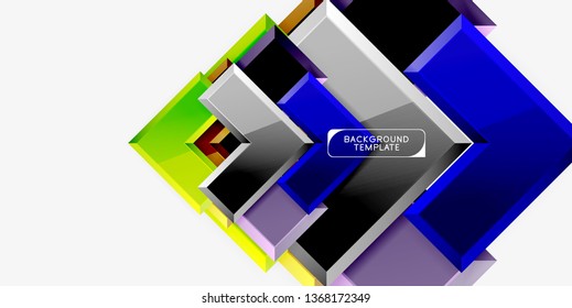 Glossy modern geometric background, abstract arrows composition. Vector