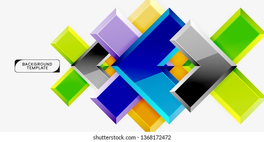 Fondo geométrico moderno brillante, composición de flechas abstractas. Vector