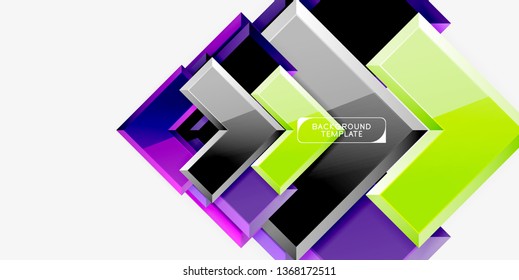 Glossy, zeitgenössischer geometrischer Hintergrund, abstrakte Pfeilzusammensetzung. Vektorgrafik