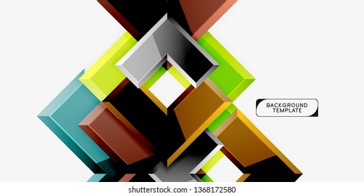 Glossy modern geometric background, abstract arrows composition. Vector