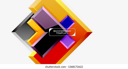 Glossy modern geometric background, abstract arrows composition. Vector