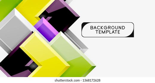 Glossy modern geometric background, abstract arrows composition. Vector
