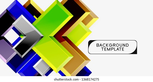 Glossy modern geometric background, abstract arrows composition. Vector