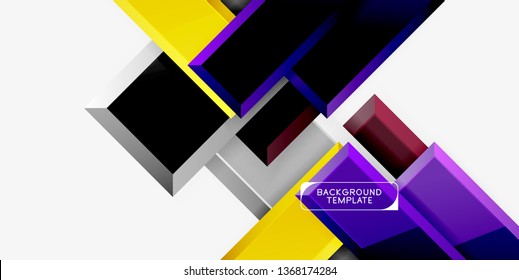 Glossy modern geometric background, abstract arrows composition. Vector