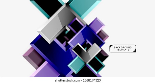 Glossy modern geometric background, abstract arrows composition. Vector