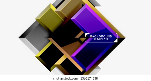 Glossy modern geometric background, abstract arrows composition. Vector