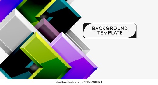 Fondo geométrico moderno brillante, composición de flechas abstractas. Vector