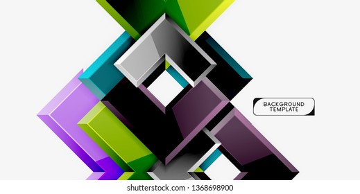 Glossy modern geometric background, abstract arrows composition. Vector