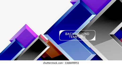 Glossy modern geometric background, abstract arrows composition. Vector