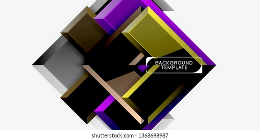 Glossy modern geometric background, abstract arrows composition. Vector