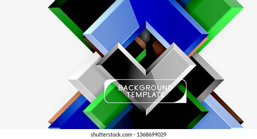 Glossy modern geometric background, abstract arrows composition. Vector