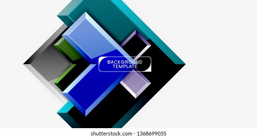 Glossy modern geometric background, abstract arrows composition. Vector