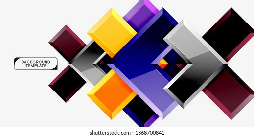 Glossy modern geometric background, abstract arrows composition. Vector