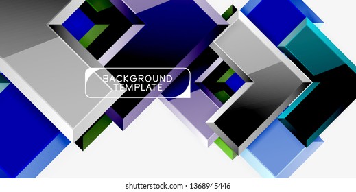 Glossy modern geometric background, abstract arrows composition. Vector