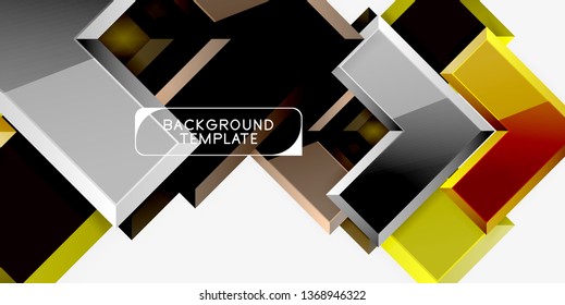 Glossy modern geometric background, abstract arrows composition. Vector