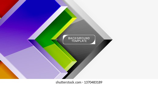 Glossy, zeitgenössischer geometrischer Hintergrund, abstrakte Pfeilzusammensetzung. Vektorgrafik